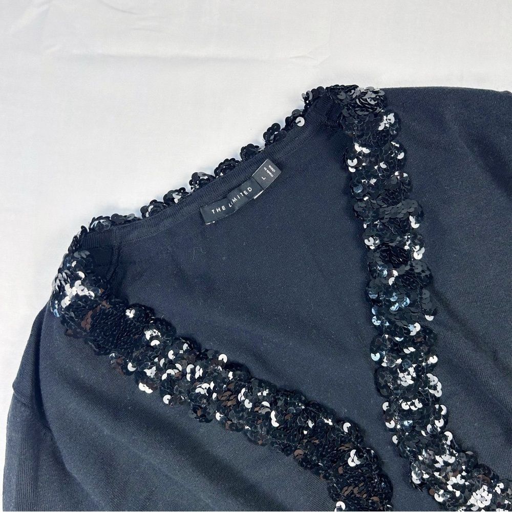 the limited | size L | silk black sequined bolero cardigan - Picture 2 of 3